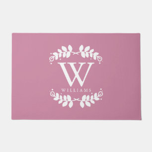 Stylish Pink Family Monogram Doormat