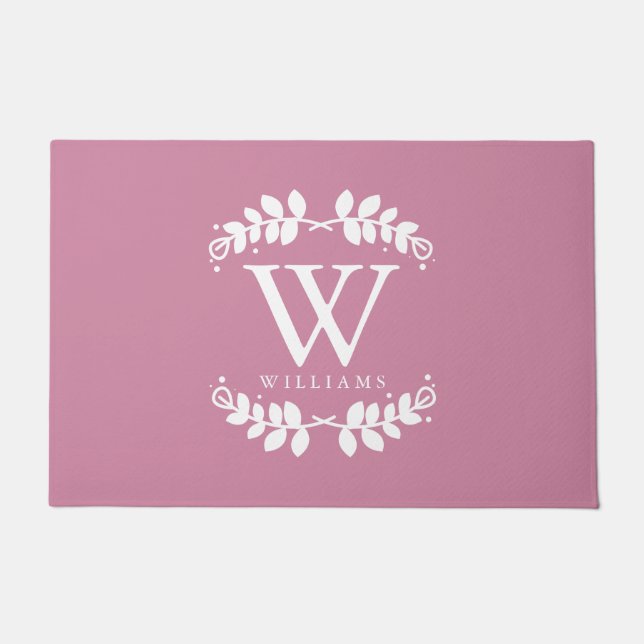 Stylish Pink Family Monogram Doormat (Front)
