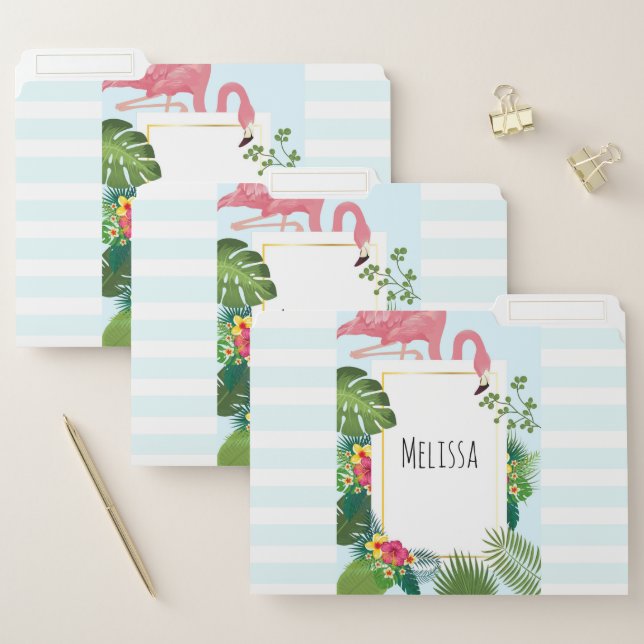 Stylish Pink Flamingo and Tropical Leaves File Folder (Set)