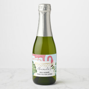 Stylish Pink Flamingo Baby Shower Wine Label