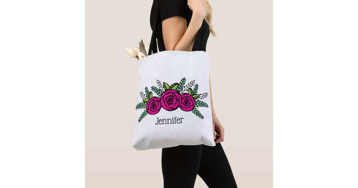 Chic Floral Bridal Party Tote Bags