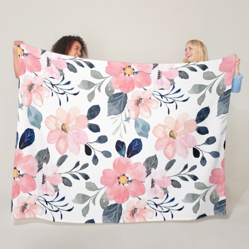 Stylish Pink Floral Fleece Blanket