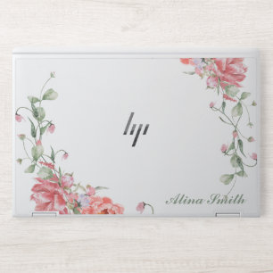 Stylish Pink Floral  Monogram HP Laptop Skin