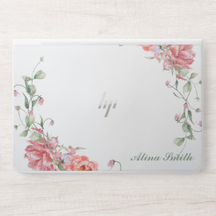 Stylish Pink Floral Monogram HP Laptop Skin