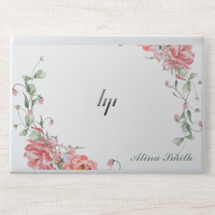 Stylish Pink Floral Monogram HP Laptop Skin