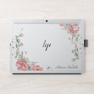 Stylish Pink Floral  Monogram HP Laptop Skin