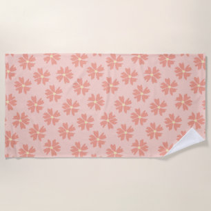 Stylish Pink Floral Pattern Beach Towel