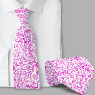 Stylish Pink Floral Pattern Necktie