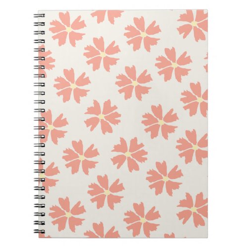Stylish Pink Floral Pattern Off_White Notebook
