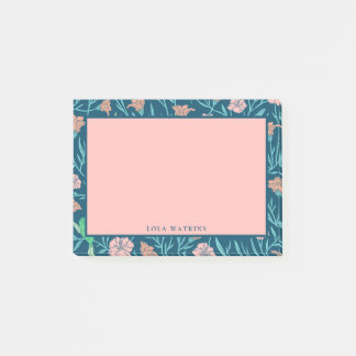 Stylish Pink Floral Pattern Post-it Notes