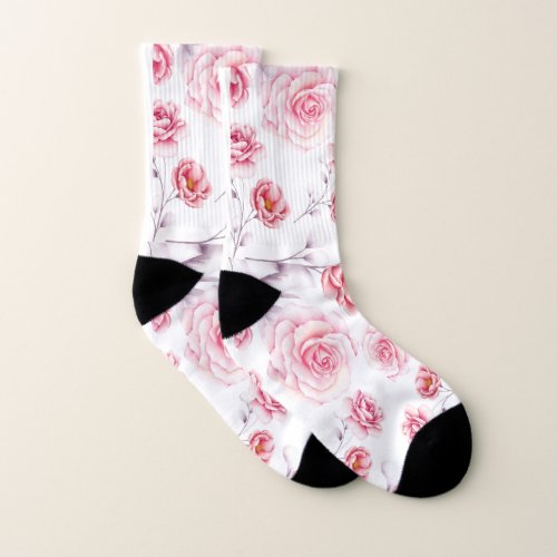 Stylish pink Floral print pattern Socks