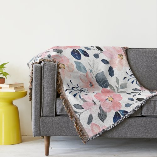 Stylish Pink Floral Throw Blanket