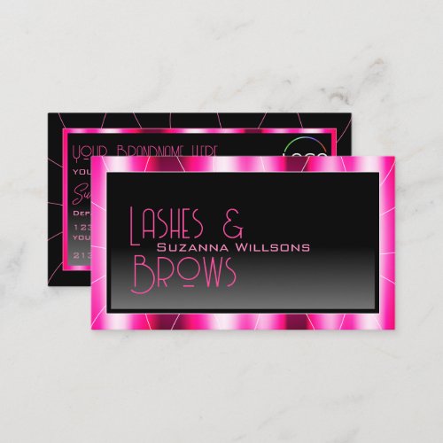 Stylish Pink Frame Black Gradient Chic with Logo Business Card