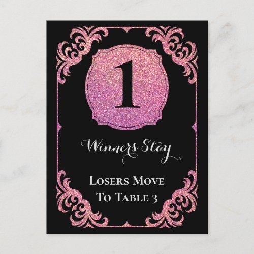 Stylish Pink Glitter Bunco One Table Card