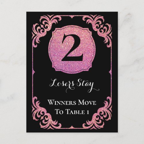 Stylish Pink Glitter Bunco Two Table Card