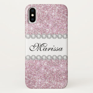 Stylish Pink Glitter Modern Sparkling iPhone X Case