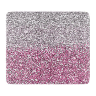 Stylish Pink Glitter Ombre Sparkle Cutting Board