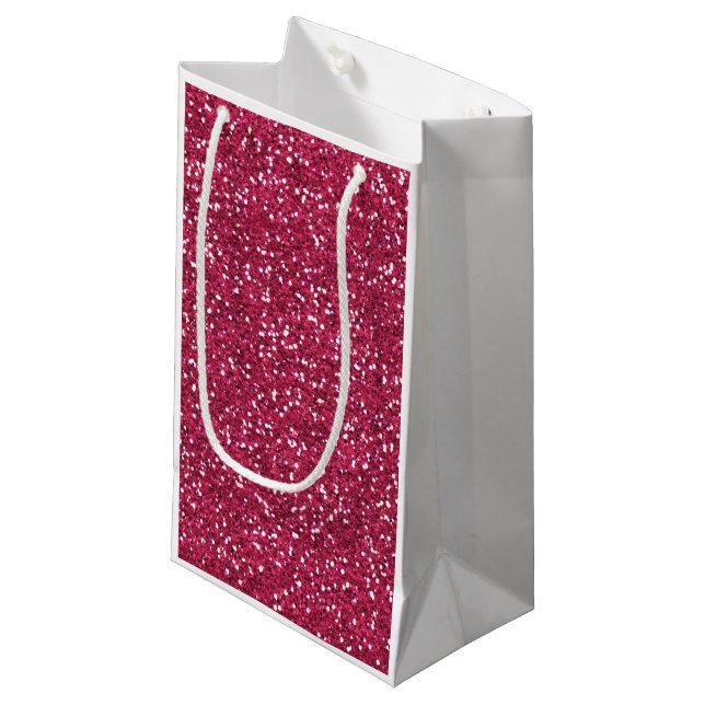Stylish Pink Glitter Small Gift Bag (Front Angled)