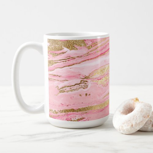 Stylish Pink Gold Abstract Marble Liquid Paint Coffee Mug