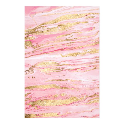Stylish Pink Gold Abstract Marble Liquid Paint Photo Print