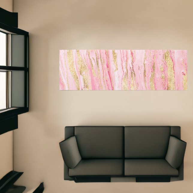 Stylish Pink Gold Abstract Marble Liquid Paint Runner (Insitu (Indoor 1))