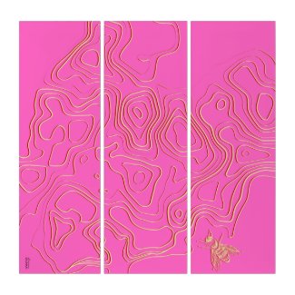 Stylish Pink Gold Abstractly Triptych