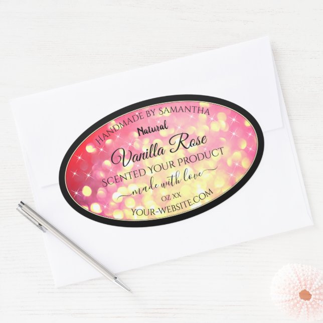 Stylish Pink Gold Glitter Product Packaging Labels (Envelope)