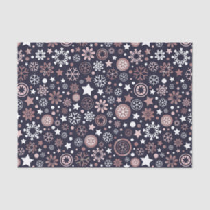 Stylish pink gold metallic winter xmas snowflakes tissue paper