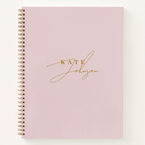 Stylish Pink Gold Signature Script Monogram Notebook