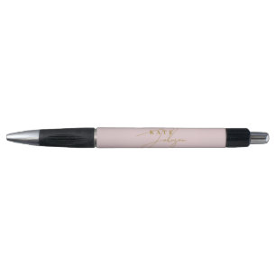 Stylish Pink Gold Signature Script Monogram Pen
