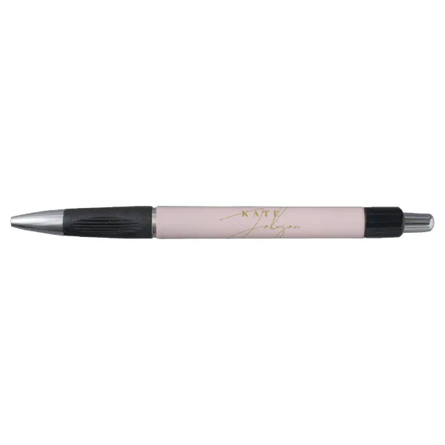 Stylish Pink Gold Signature Script Monogram Pen | Zazzle