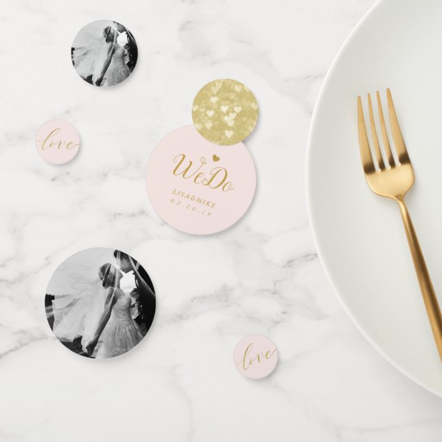 Stylish Pink Gold Wedding Personalized Table Confetti (Group)