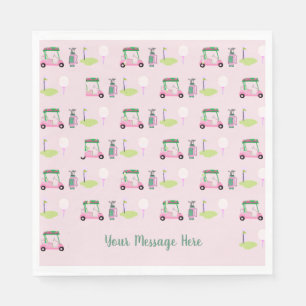 Stylish Pink Golf Design Personalized Messaage Napkins
