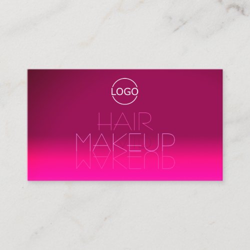 Stylish Pink Gradient Chic Mirror Font with Logo Business Card