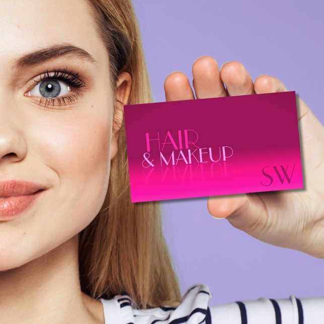 Stylish Pink Gradient Mirror Font Classic Monogram Business Card (Creator Uploaded)