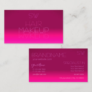 Stylish Pink Gradient Mirror Font with Monogram Business Card
