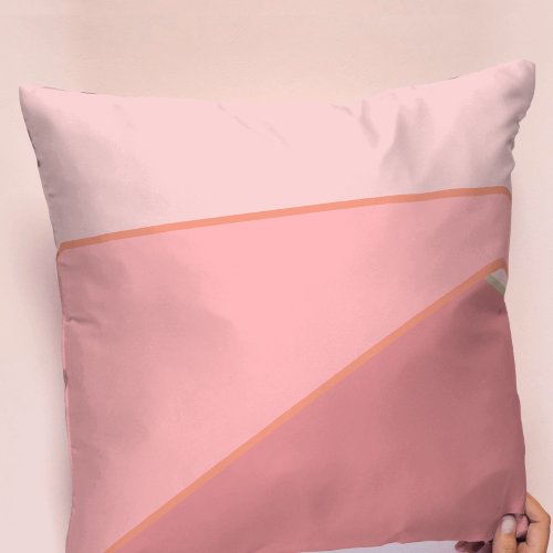 Stylish pink gradient modern color block pattern throw pillow