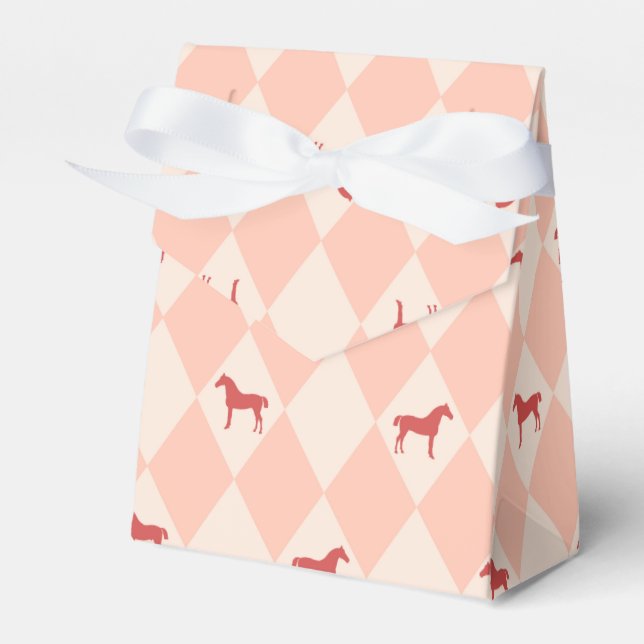 Stylish Pink Harleqiun Horse Pattern Favor Boxes (Front Side)