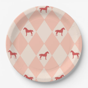 Stylish Pink Harleqiun Horse Pattern Paper Plates