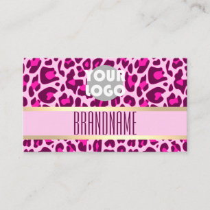 Stylish Pink Leopard Pattern Hair Stylist Salon Business Card