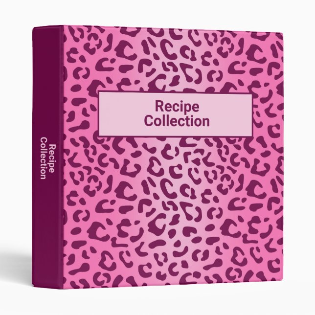 Stylish Pink Leopard Print 3 Ring Binder (Front/Spine)