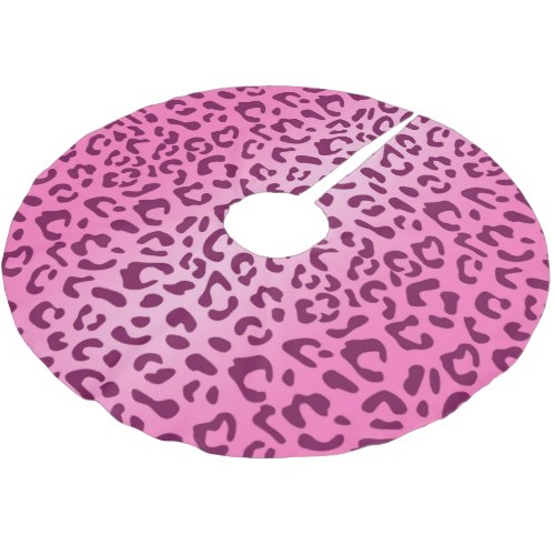 Stylish Pink Leopard Print Brushed Polyester Tree Skirt