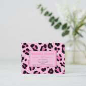 Stylish Pink Leopard Print Business Card (Standing Front)