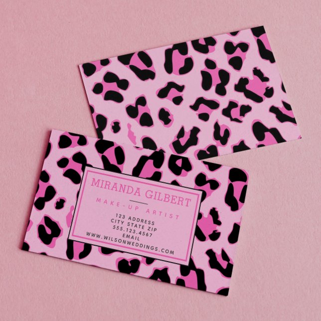 Stylish Pink Leopard Print Business Card