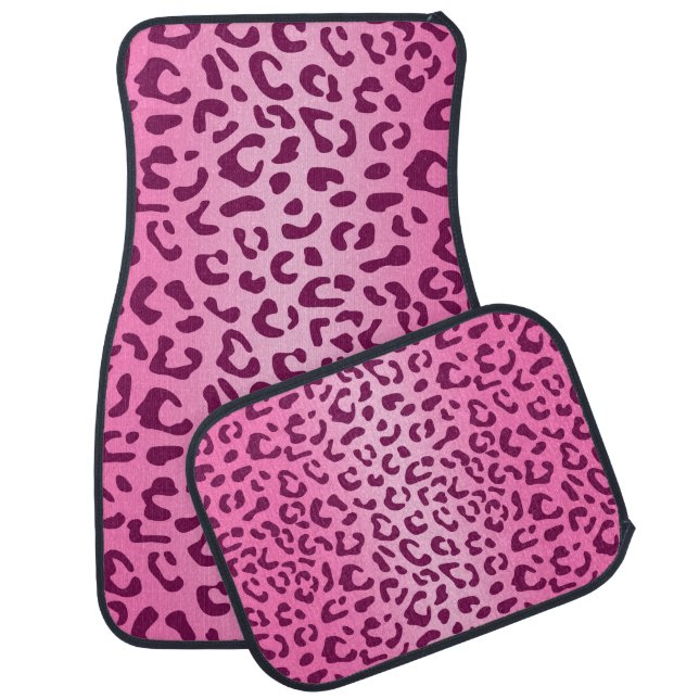 Stylish Pink Leopard Print Car Floor Mat (Set)