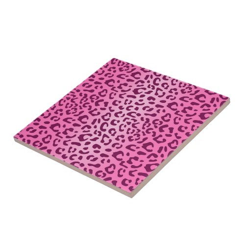 Stylish Pink Leopard Print Ceramic Tile