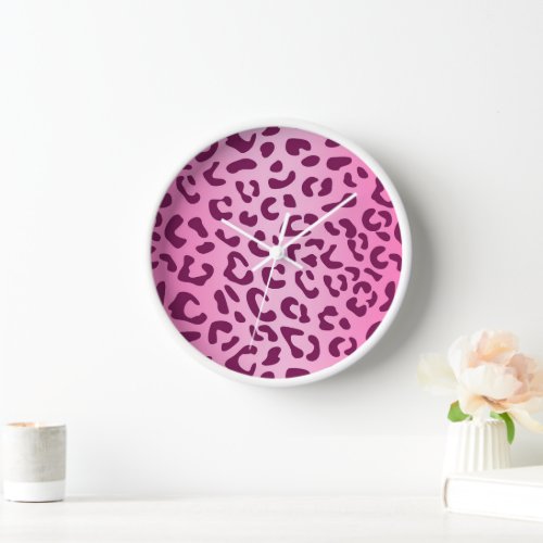 Stylish Pink Leopard Print Clock