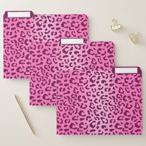 Stylish Pink Leopard Print File Folder