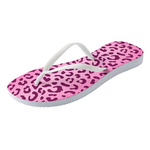 Stylish Pink Leopard Print Flip Flops