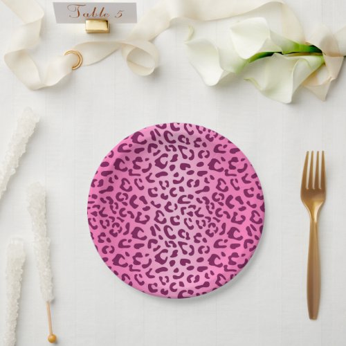 Stylish Pink Leopard Print Paper Plates